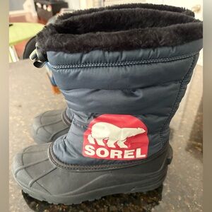 Sorel Kids Navy and Red Logo Winter Boots